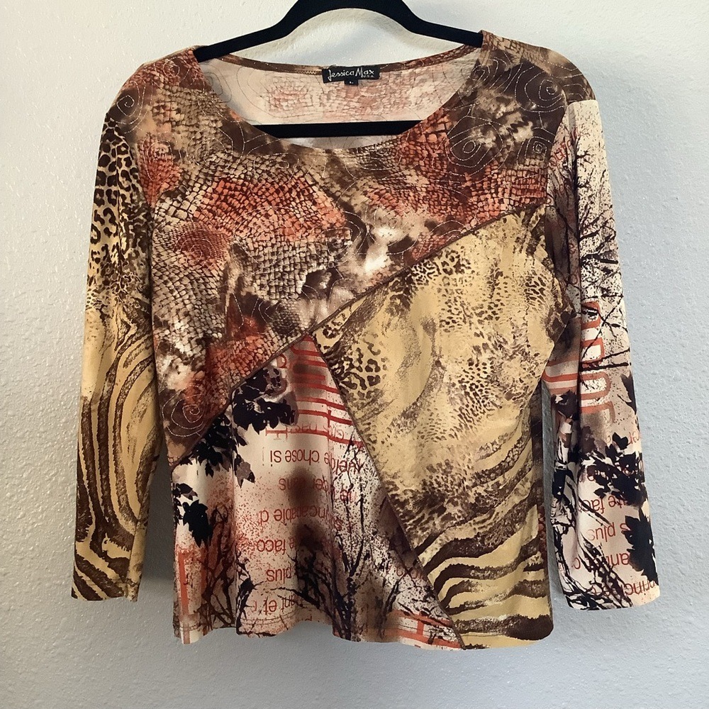 Y2K Patchwork Top L 2000s Animal Print Bratzcore Artsy Bohemian Festival Fairy